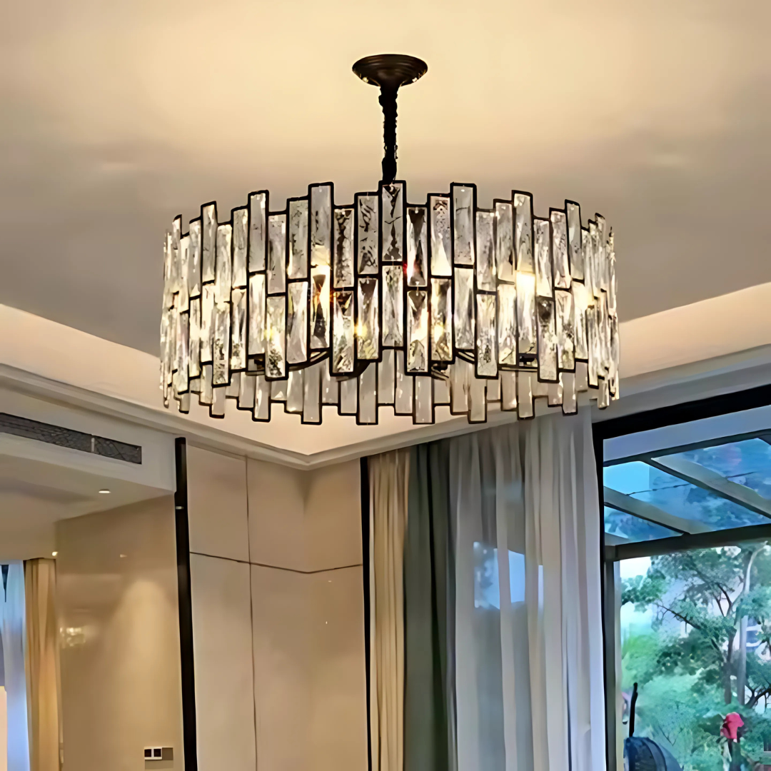 Candelabru Cristal MALBORK Eleganza 8xE14, Diametru 49cm, Negru, Inaltime Reglabila