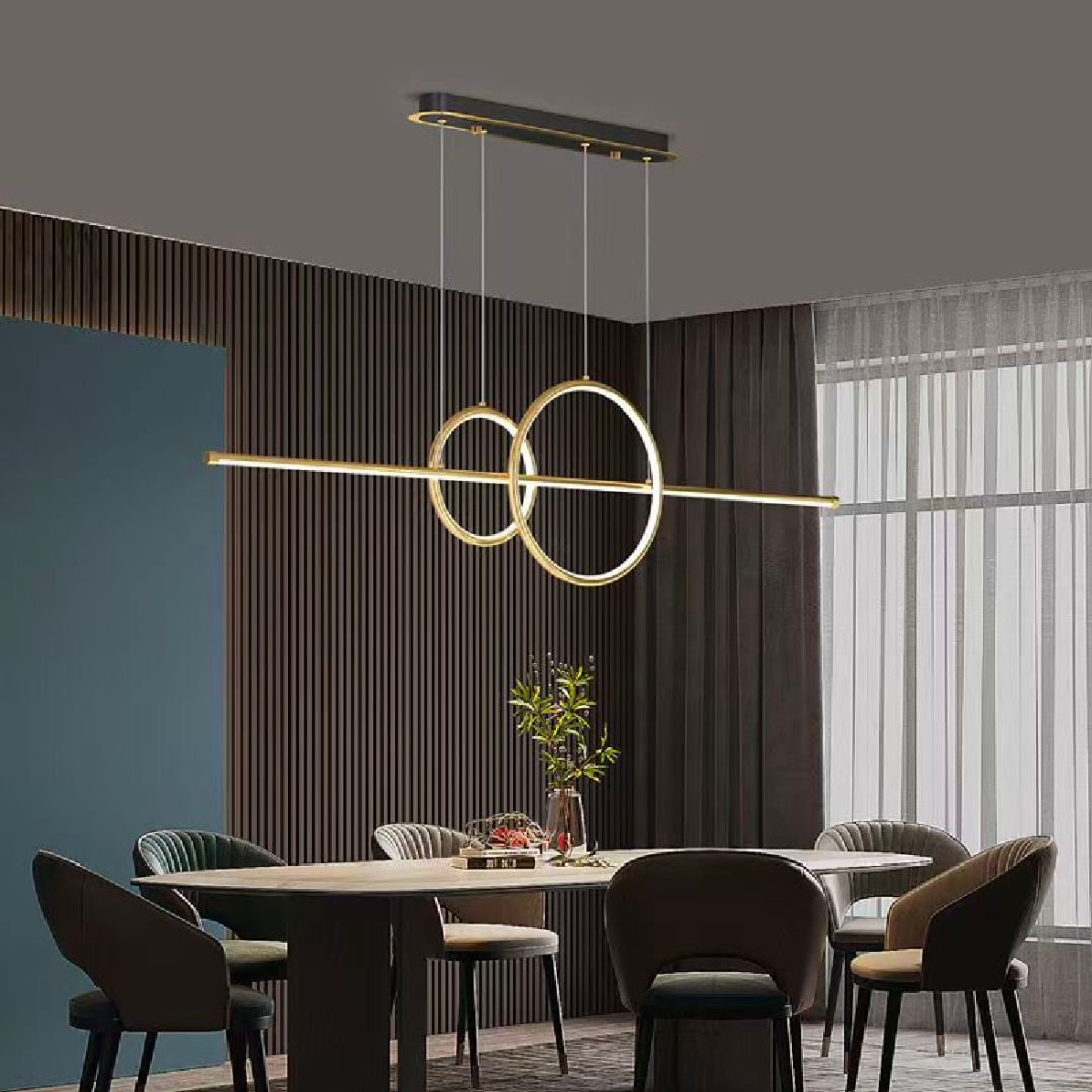 Lustra LED suspendata cu telecomanda CASSANDRA 40W, Liniara, lumina Rece/Calda/Neutra, Dimabila, Auriu, Inaltime Reglabila, imaginea 1