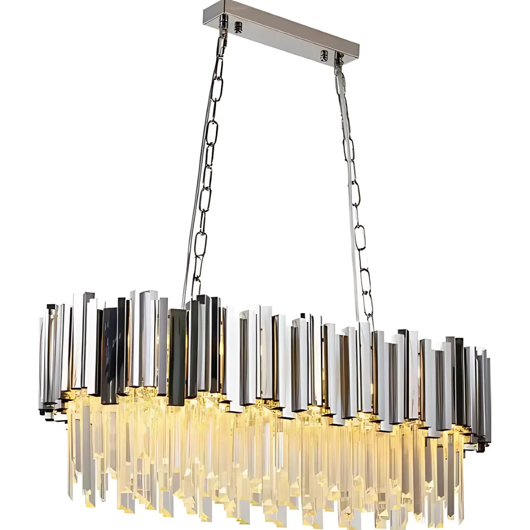 Candelabru Cristal BLOIS Regalis 10xE14, Diametru 80cm, Argintiu, Inaltime Reglabila