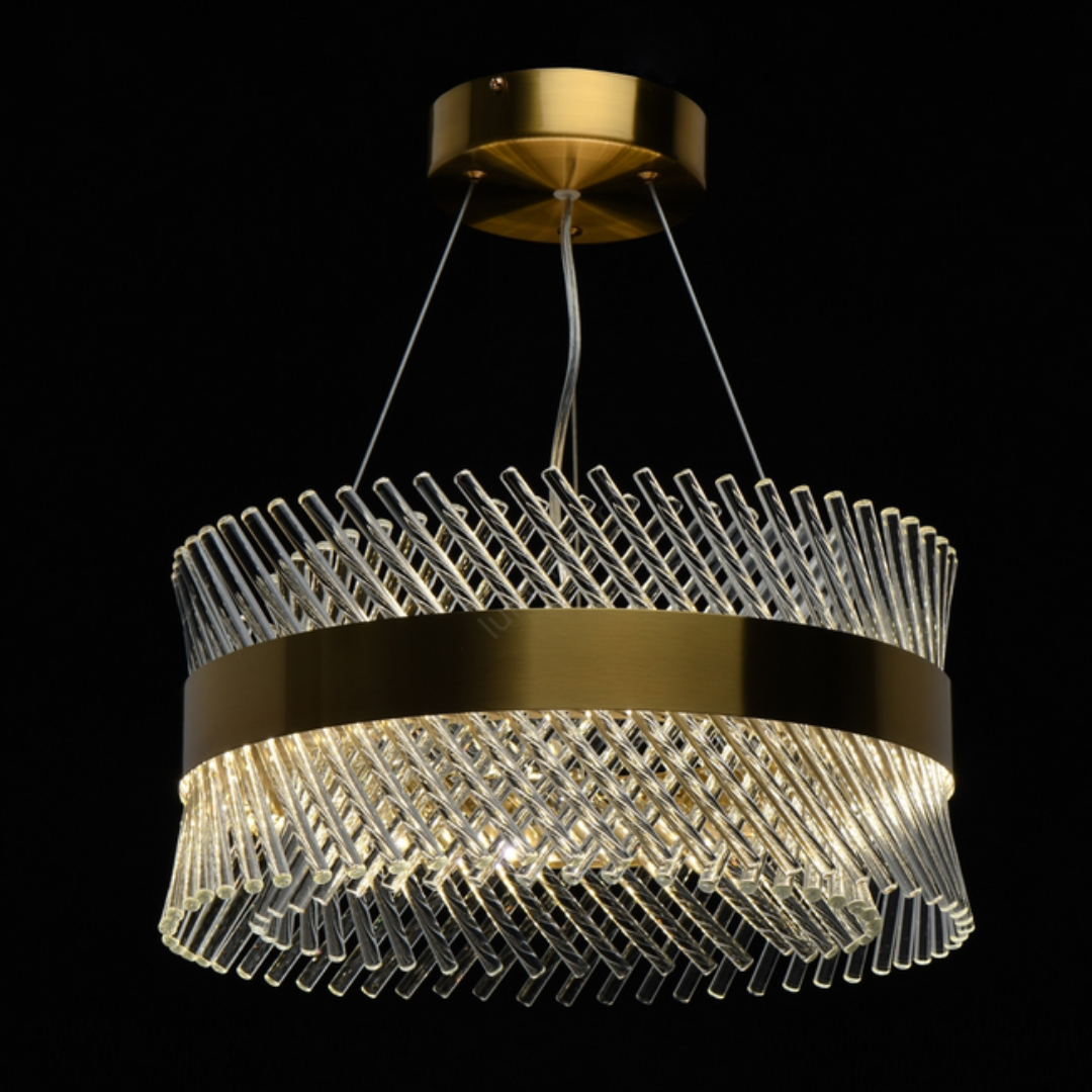 Candelabru Cristal ALHAMBRA Eleganza, LED, 71W, Diametru 50cm, Lumina Calda/Rece/Neutra, Dimabil, Inaltime Reglabila, Auriu