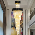 Candelabru Cristal VERSAILLES Culmino E14, Diametru 60cm, Auriu Lucios si Negru, Inaltime Reglabila