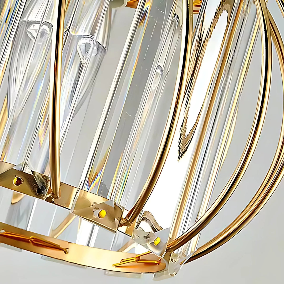 Lustra Monica, 1XE27, Auriu, D 16cm, Metal si Cristal