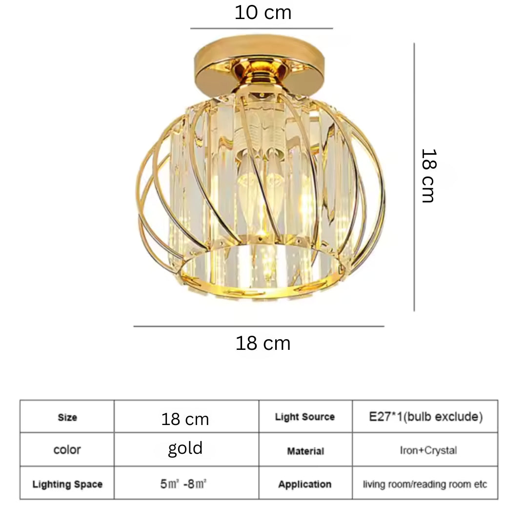Lustra Monica, 1XE27, Auriu, D 16cm, Metal si Cristal
