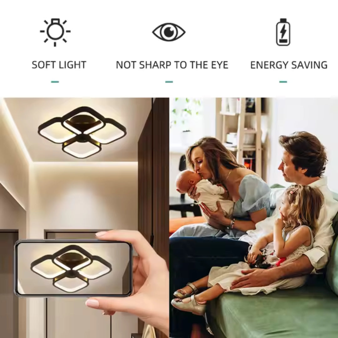 Lustra LED VERTEX Tesser 34W, 4 Patrate, lumina Rece/Calda/Neutra, Negru, imaginea 4
