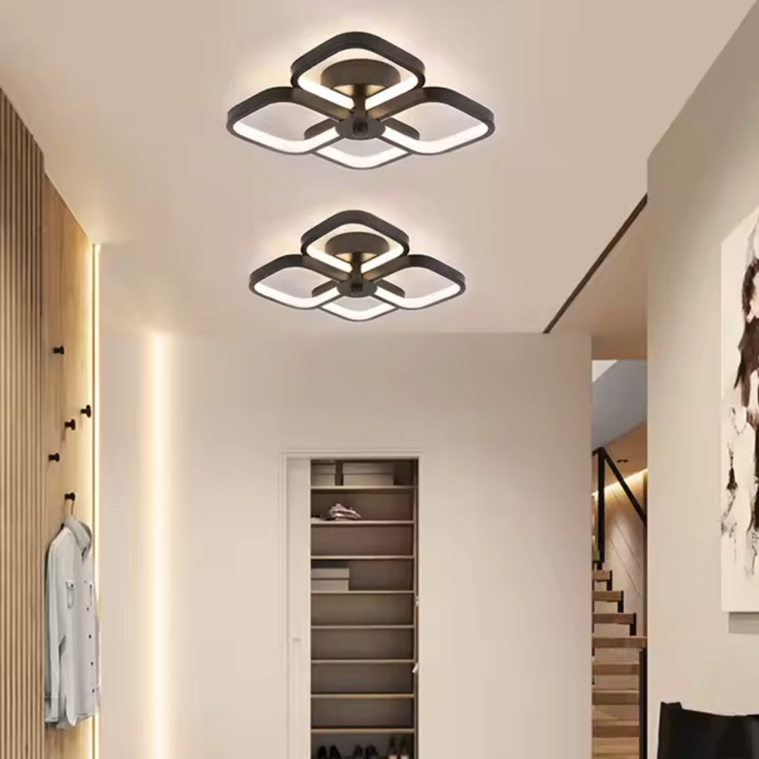 Lustra LED VERTEX Tesser 34W, 4 Patrate, lumina Rece/Calda/Neutra, Negru, imaginea 2