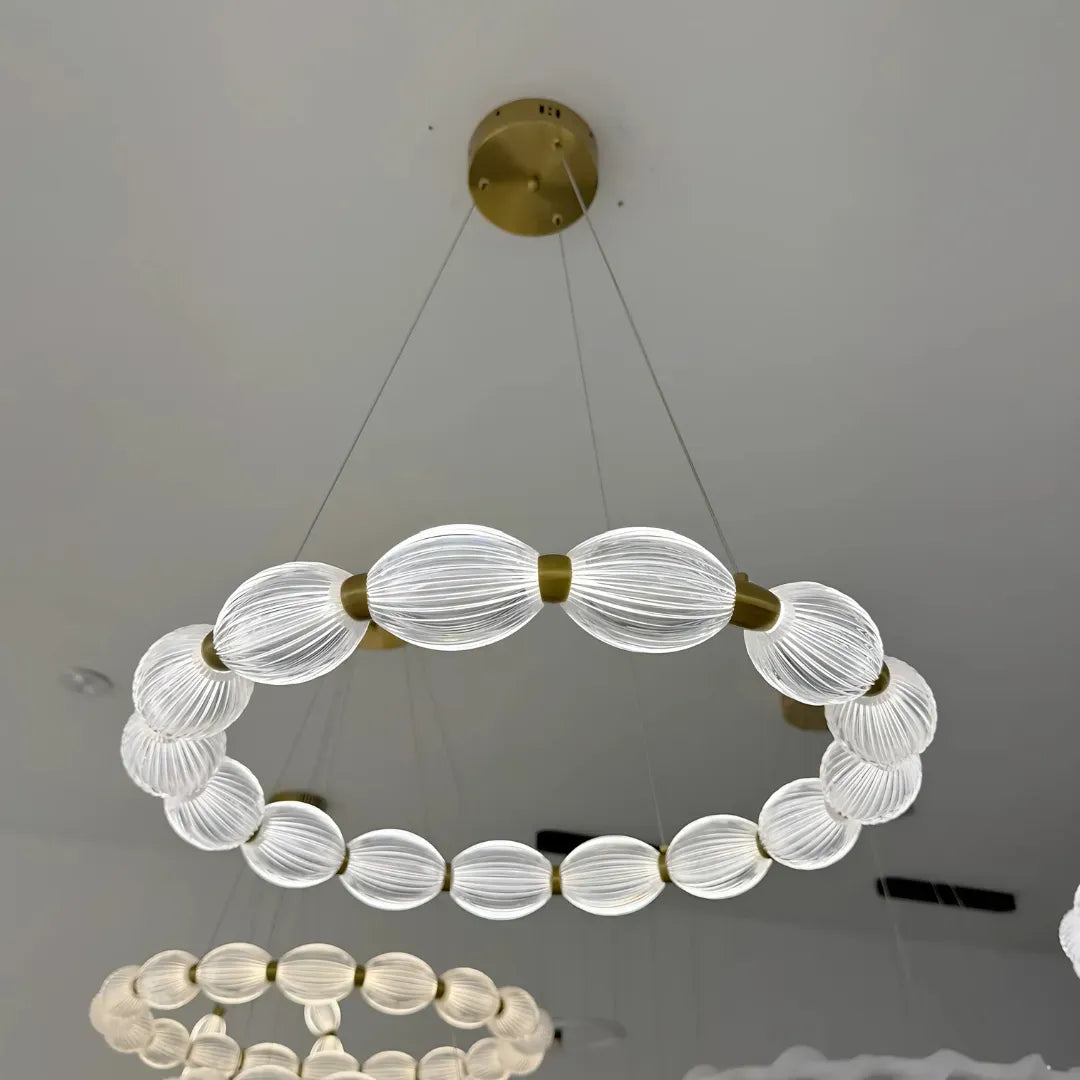 Lustra LED suspendata FAUSTO II, 42W, lumina Rece/Calda/Neutra, Inaltime Reglabila, Auriu