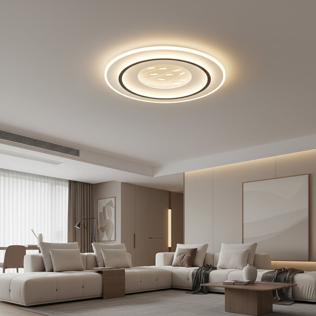 Lustra LED cu telecomanda LINEA 125W, Rotunda, lumina Rece/Calda/Neutra, Dimabila, Negru