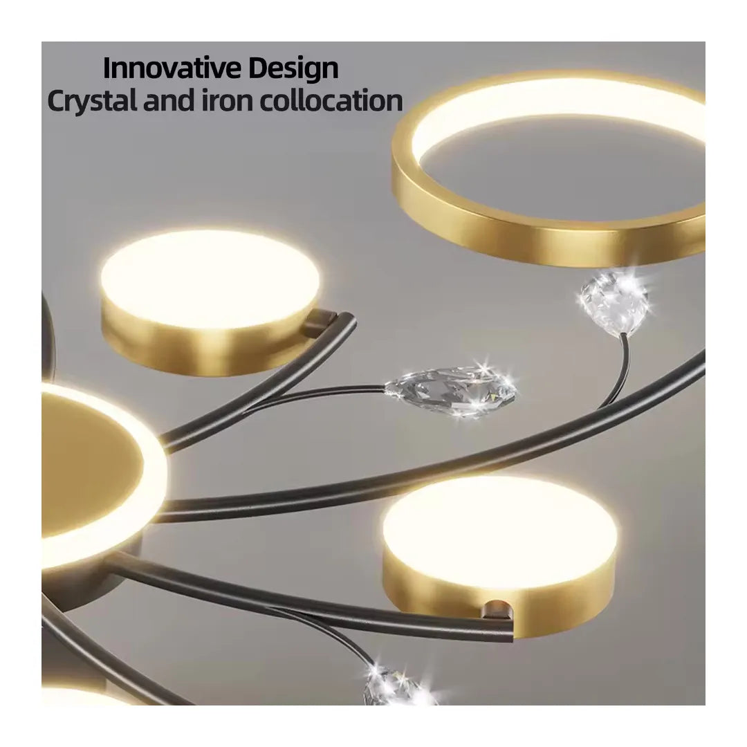 Lustra LED cu Telecomanda KARINA, 65W, 8 Elemente, Lumina Calda/Rece/Neutra, Dimabila, Auriu, imaginea 5