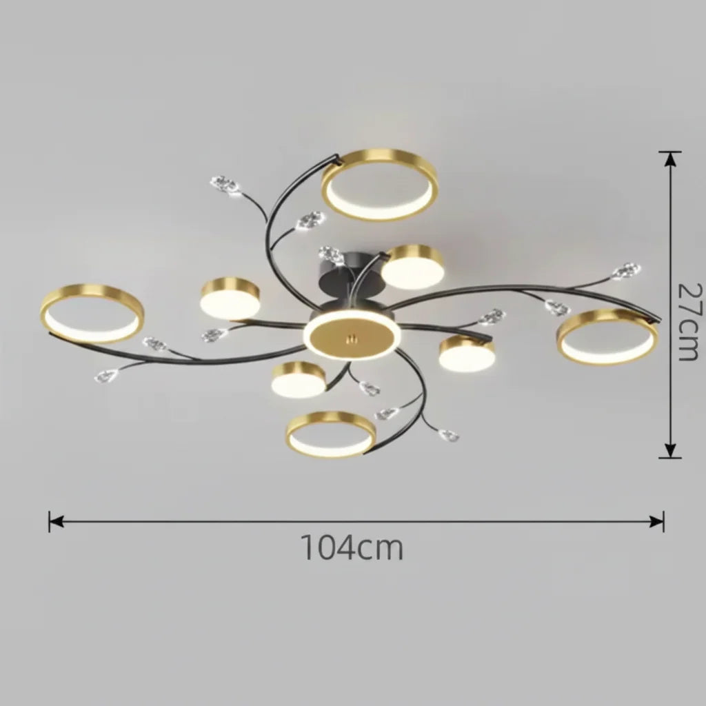 Lustra LED cu Telecomanda KARINA, 65W, 8 Elemente, Lumina Calda/Rece/Neutra, Dimabila, Auriu, imaginea 9