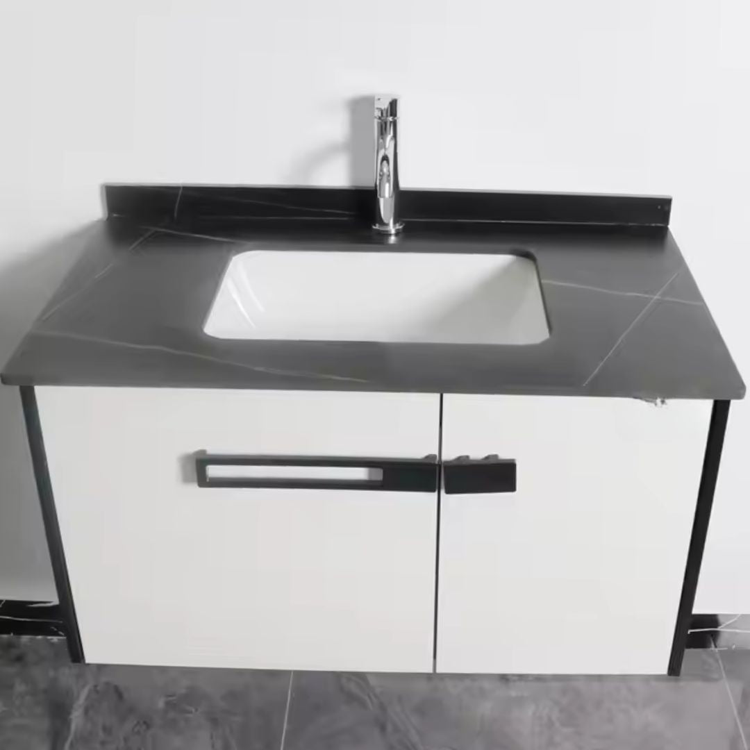 Set Mobilier pentru Baie CRETA, 80x40cm, 2 Piese, Negru si Alb