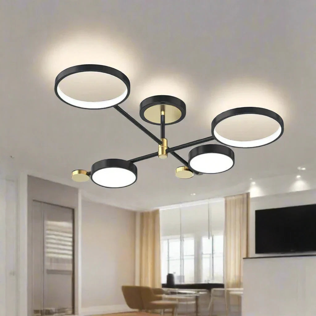 Lustra LED cu Telecomanda MARIA, 22W, 4 Elemente, Lumina Calda/Rece/Neutra, Dimabila, Negru, imaginea 4