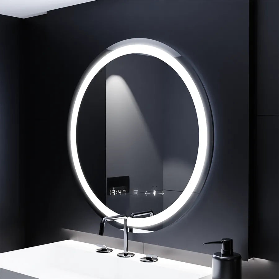 Oglinda LED Rotunda, 70cm, Celeste MotionGlow Marcello, Sistem Dezaburire, Ceas & Termometru, Dimabila, Lumina Calda Neutra Rece 3000K/4000K/6000K, imaginea 6