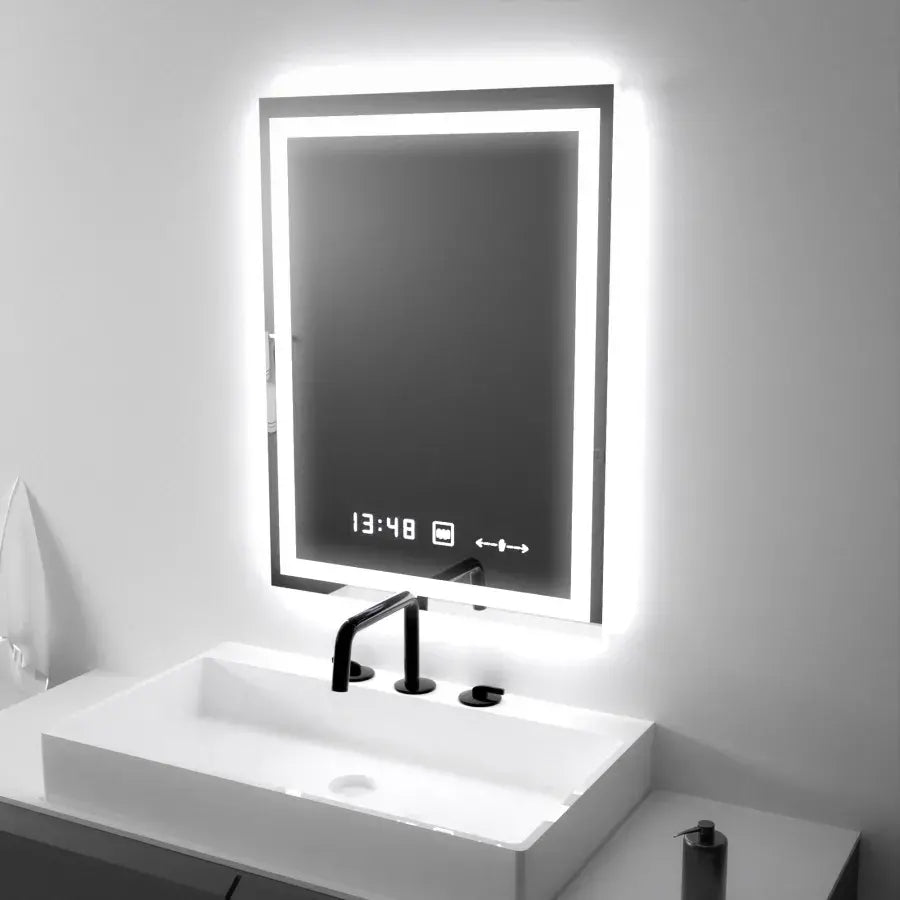 Oglinda LED Rectangulara, 16W, 45x60cm, Verite MotionGlow Marcello, Sistem Dezaburire, Ceas & Termometru, Dimabila