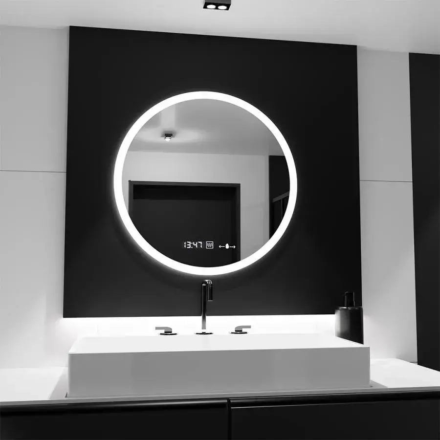 Oglinda LED Rotunda, 70cm, Elysee MotionGlow Marcello, Sistem Dezaburire, Ceas & Termometru, Dimabila, imaginea 1