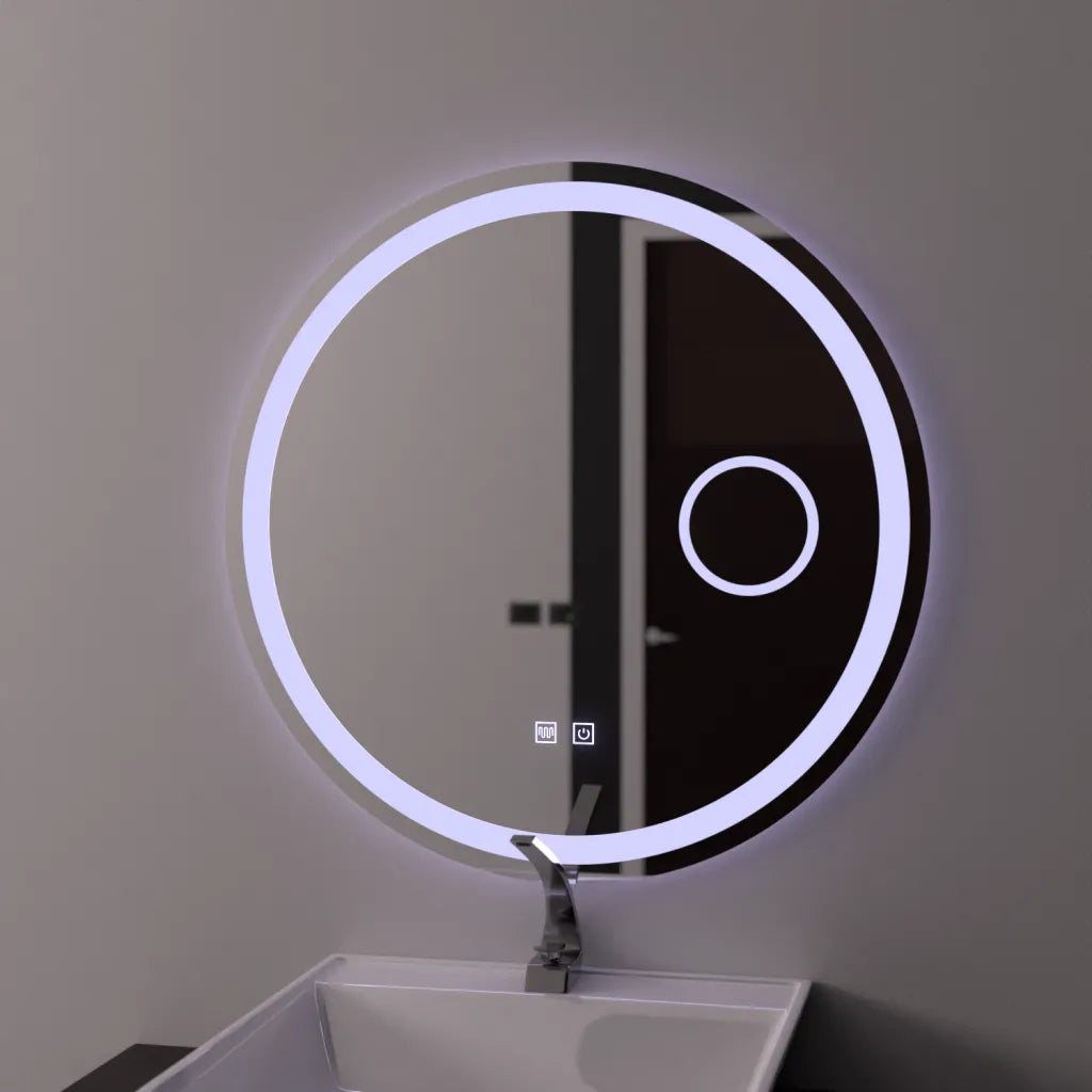 Oglinda LED Rotunda 70cm, Touch Luxor, Sistem Dezaburire, Dimabila