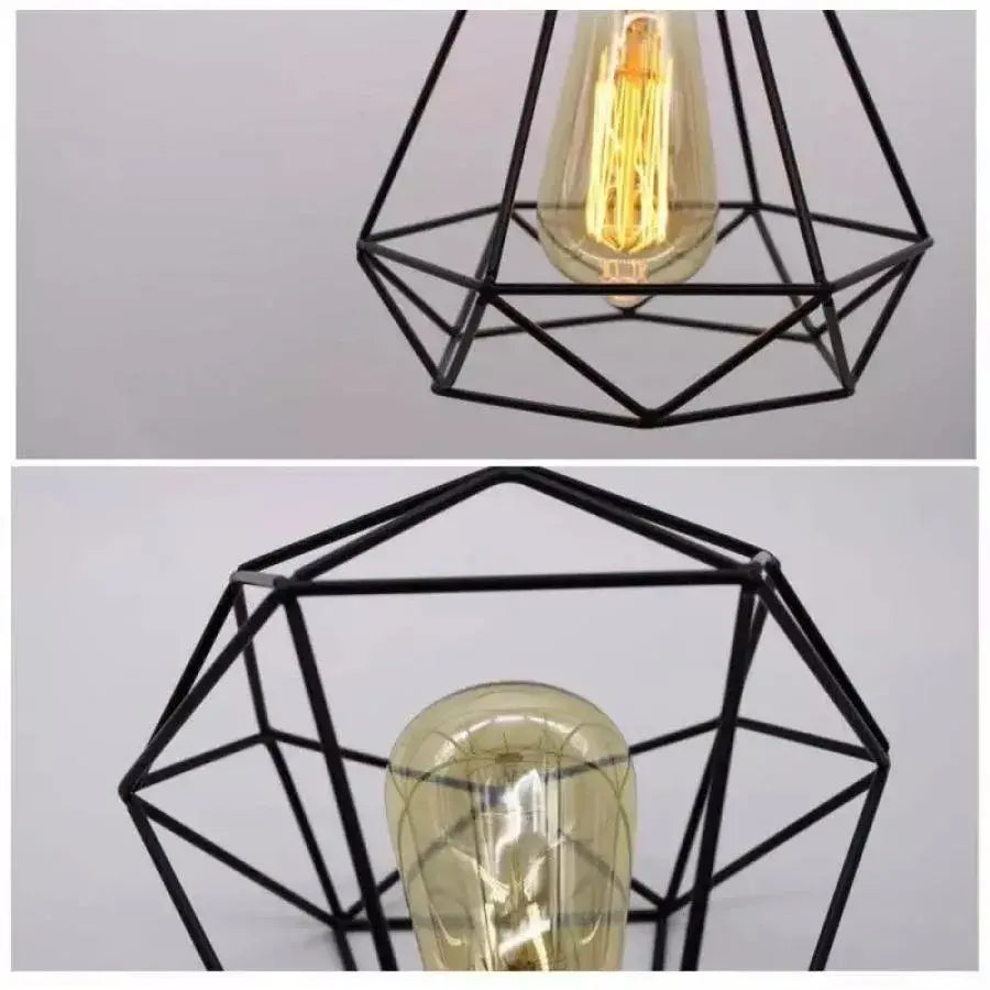 Lustra Forma Diamant, STRUKTUR, 3xE27, Negru, Metal, imaginea 3