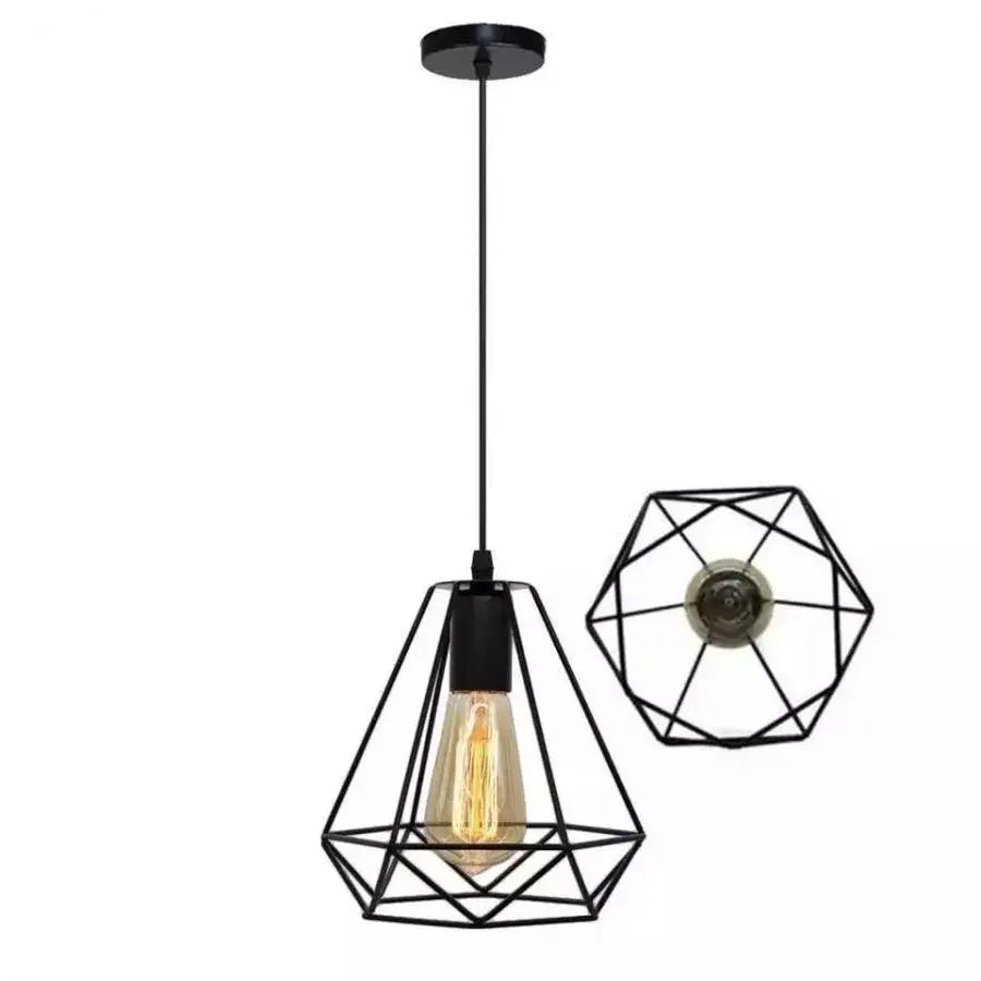 Lustra Forma Diamant, STRUKTUR, 1xE27, Negru, Metal, imaginea 5