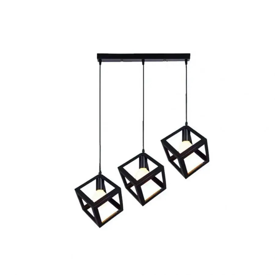 Lustra Forma Cub, STRUKTUR Linear Trio, 3x E27, Negru, Metal, imaginea 7