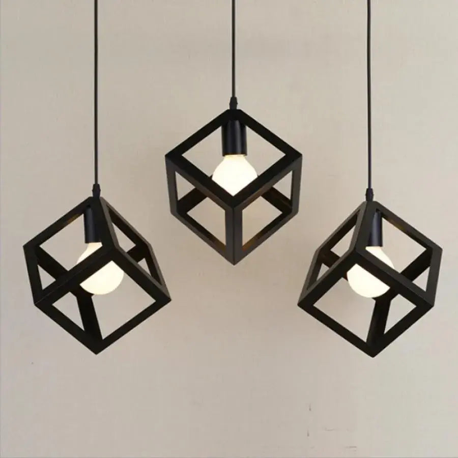Lustra Forma Cub, STRUKTUR Linear Trio, 3x E27, Negru, Metal, imaginea 3