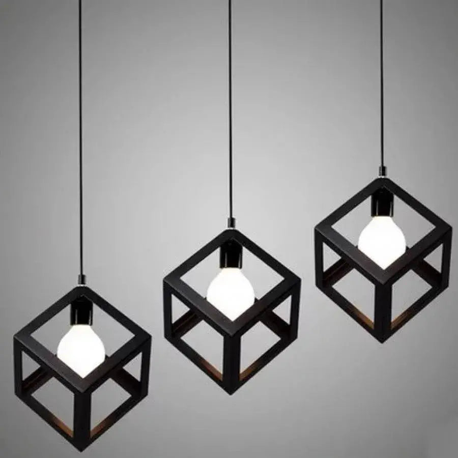 Lustra Forma Cub, STRUKTUR Linear Trio, 3x E27, Negru, Metal, imaginea 6
