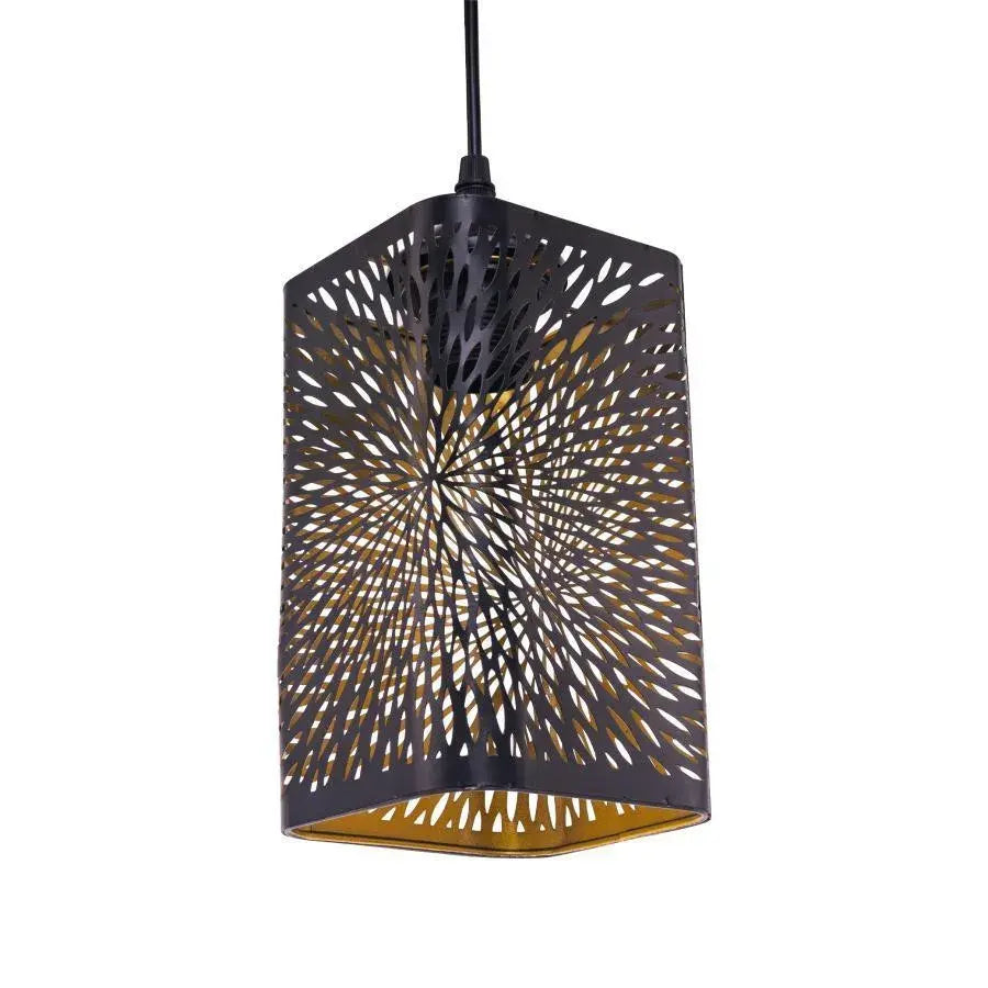 Pendul Izaria, 3xE27, Negru cu Auriu, Metal