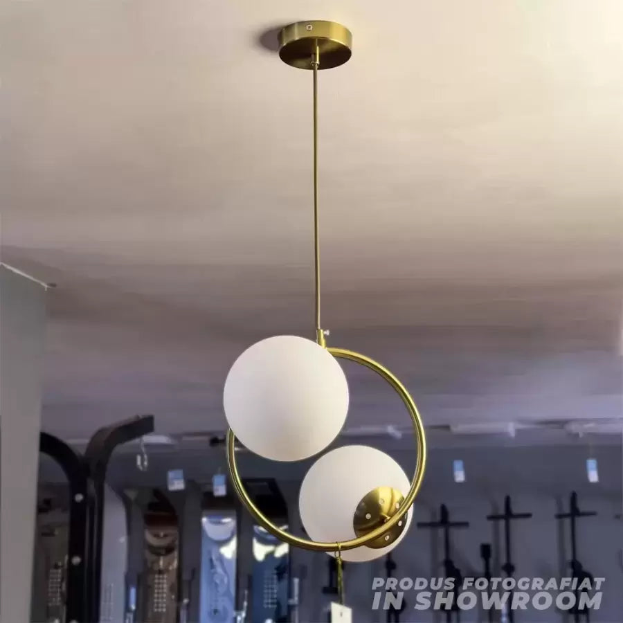 Lustra LOFT Atelier, 2x E27, Alb Auriu, Metal, Inaltime Reglabila, imaginea 2
