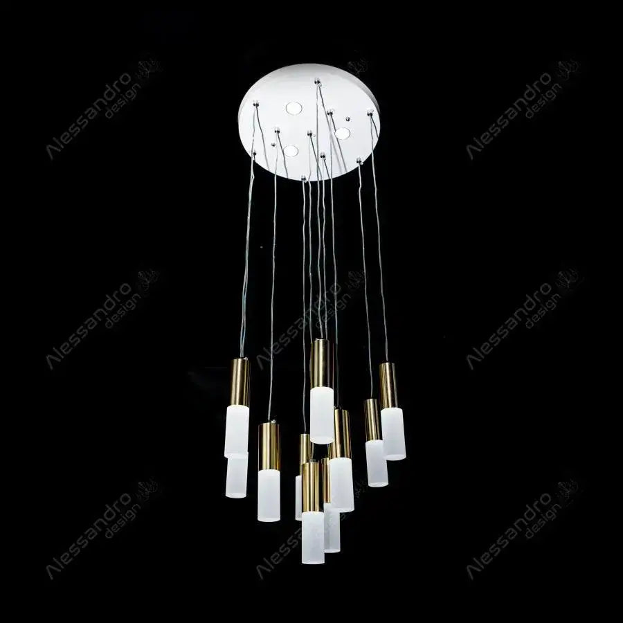 Pendul NEPTUNIA 80W, 10 Elemente, lumina Rece/Calda/Neutra, Auriu Lucios, Inaltime Reglabila