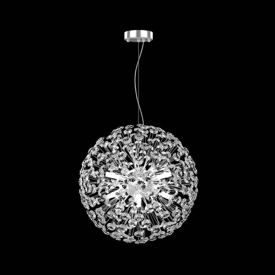Candelabru Cristal KHUJAND 8x G9, Diametru 40cm, Crom Lucios, Inaltime Reglabila