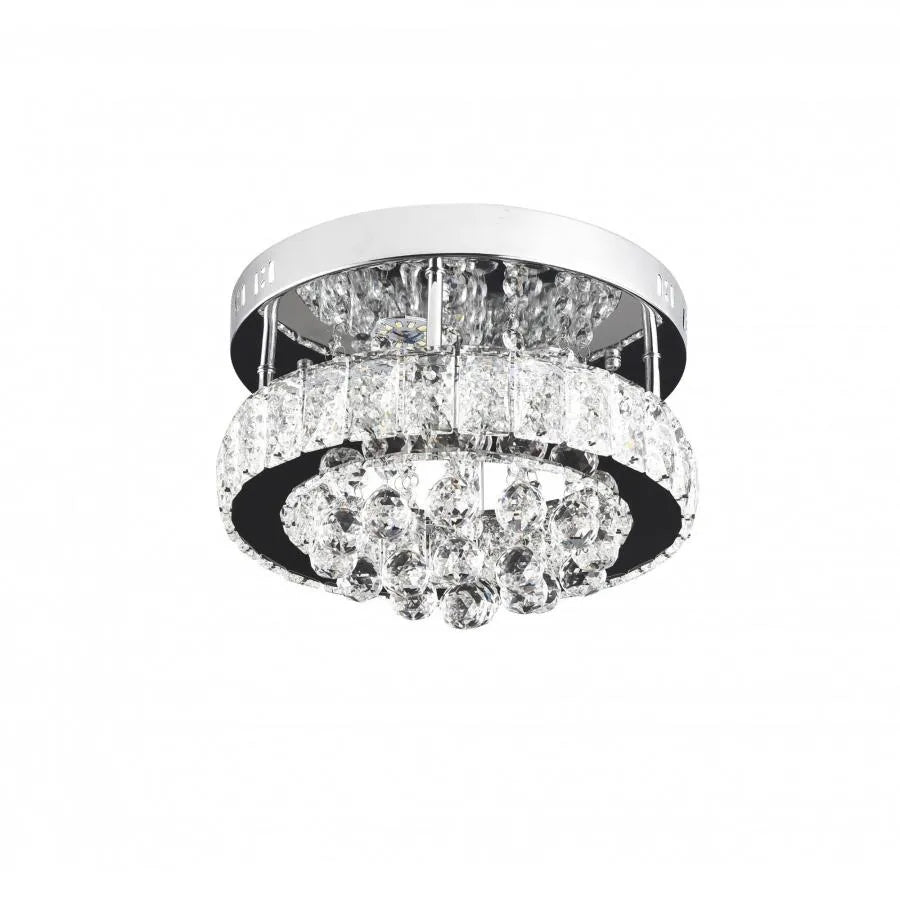 Lustra LED cu cristal ABEL 22W, Diametru 25cm, lumina Rece/Calda/Neutra, Crom Lucios