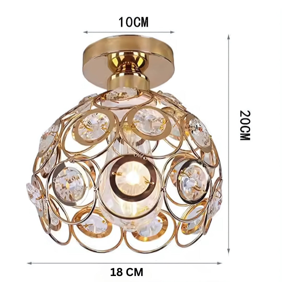 Lustra Vera, 1xE27, D18H15cm, Auriu, Metal si Cristal